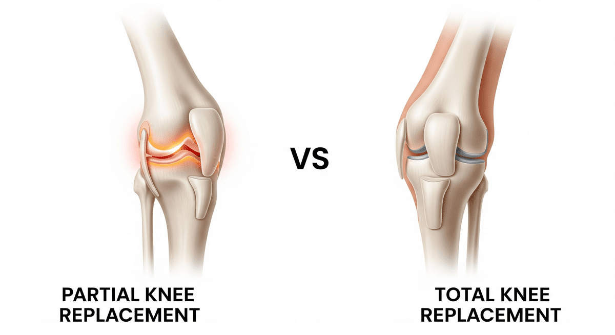 Partial vs. Total Knee Replacement comparison Image