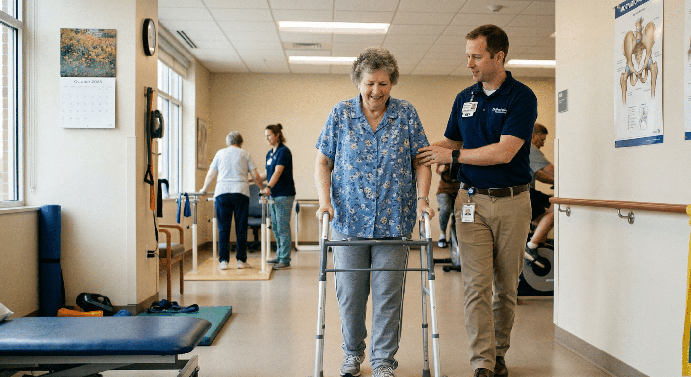 Patient with Hip Replacement Recovery