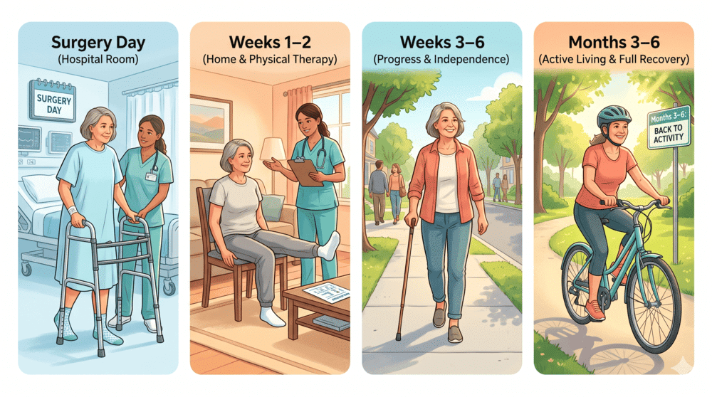 Hip Replacement Recovery and Realistic Phase by Phase Timeline